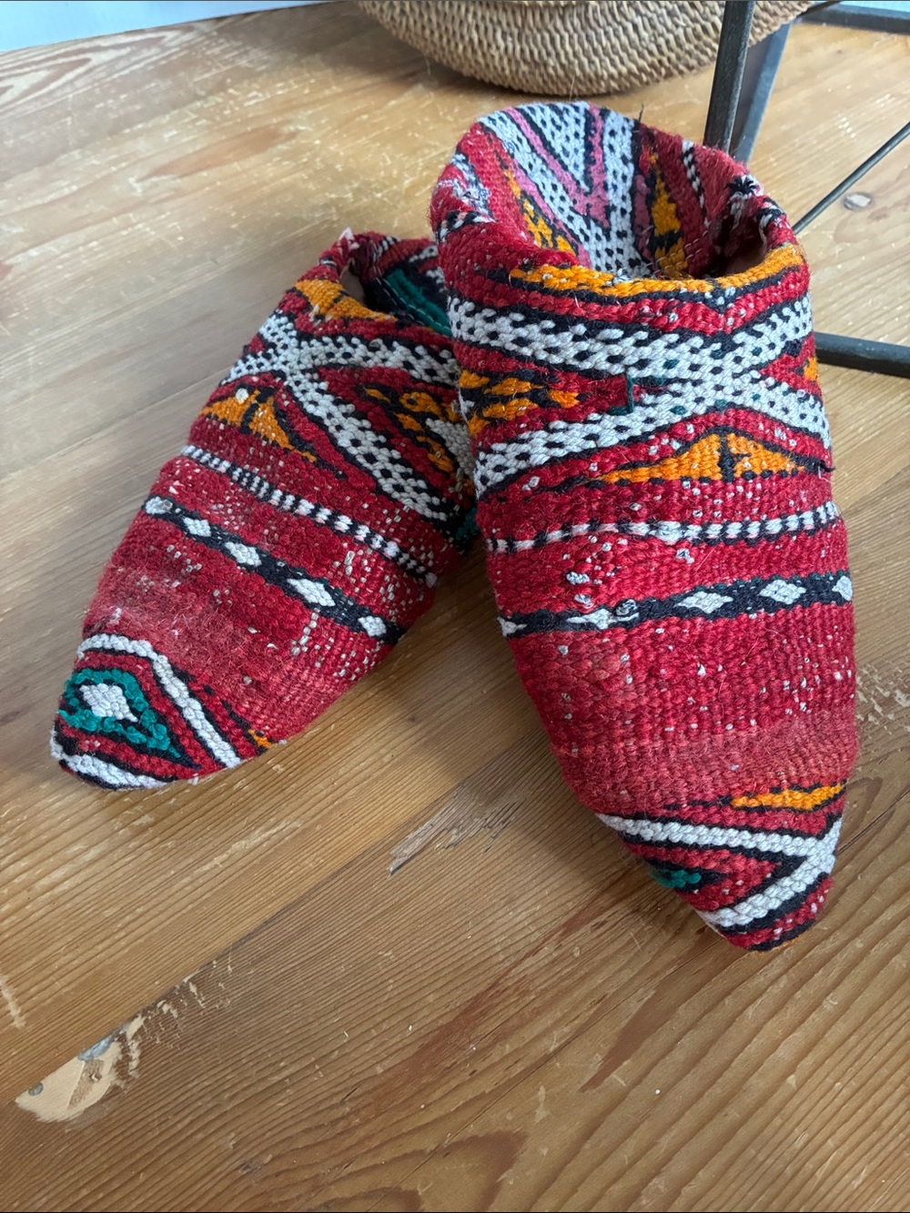 Verve Couture Kilim Leather Woven Red Multi Mule Slide Shoe - SZ LG / 8-9